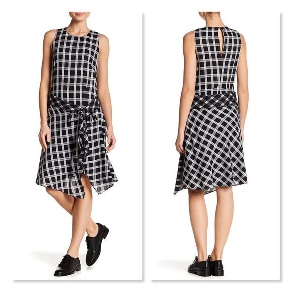 ✨ RAG & BONE ✨ Brighton Plaid Tank Wrap Skirt Dress - [XS, Black & White] - Picture 1 of 16